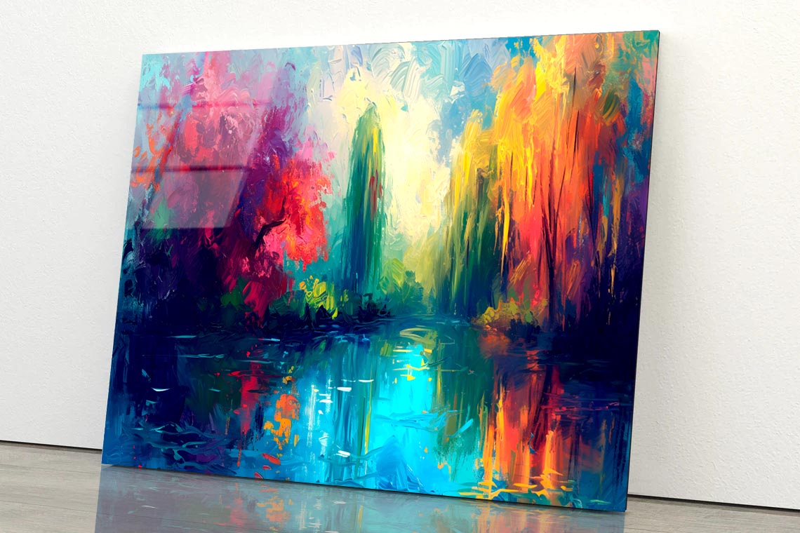 Colorful Abstract Oil Painting  Acrylic Glass Print Tempered Glass Wall Art 100% Made in Australia Ready to Hang - Bella Home Decor