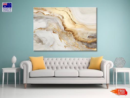 Natural White and Gold Marble Texture Print 100% Australian Made - Bella Home Decor