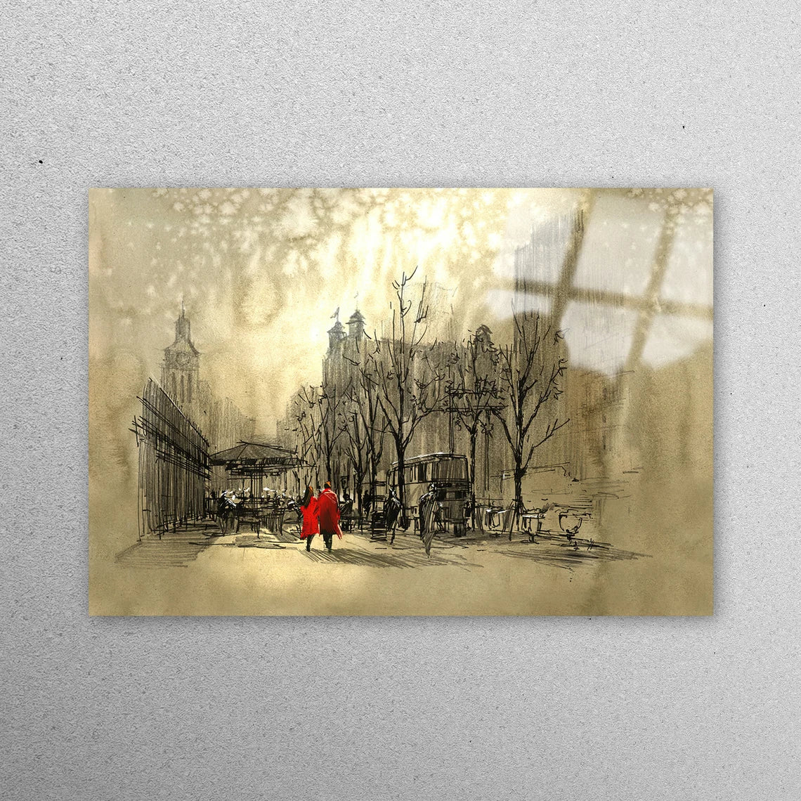 Lovers Walking On The Street Acrylic Glass Print Tempered Glass Wall Art 100% Made in Australia Ready to Hang