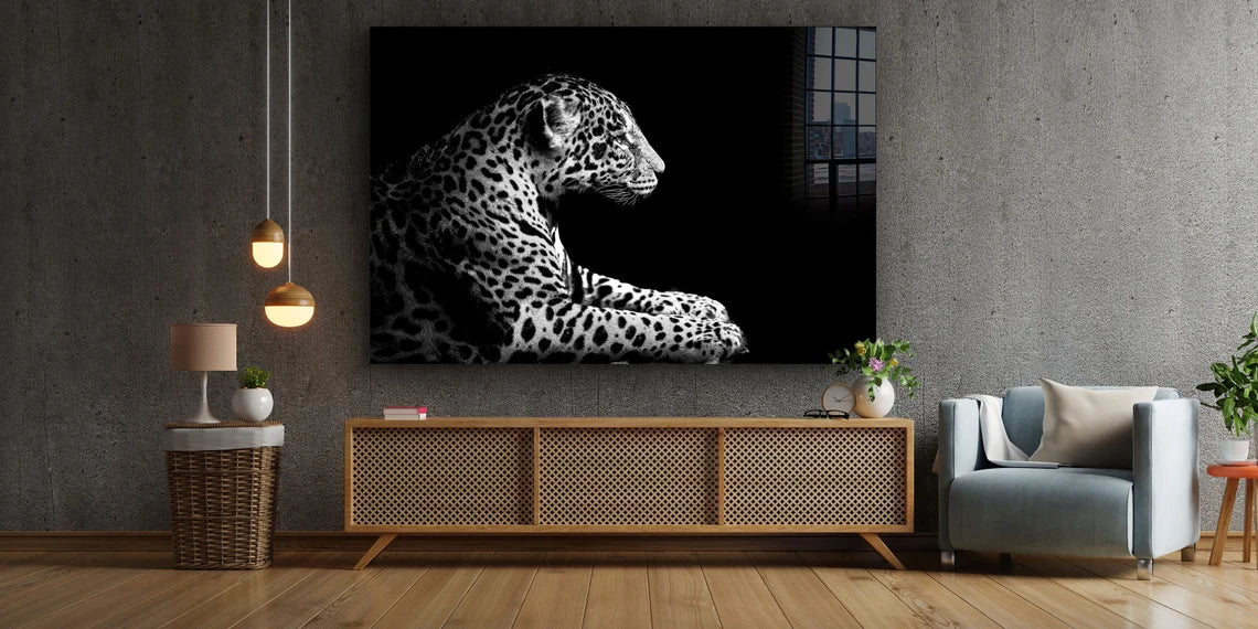 Leopard B&W View UV Direct Aluminum Print Australian Made Quality