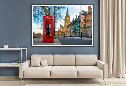 Red Telephone Box with The Big Ben Home Decor Premium Quality Poster Print Choose Your Sizes