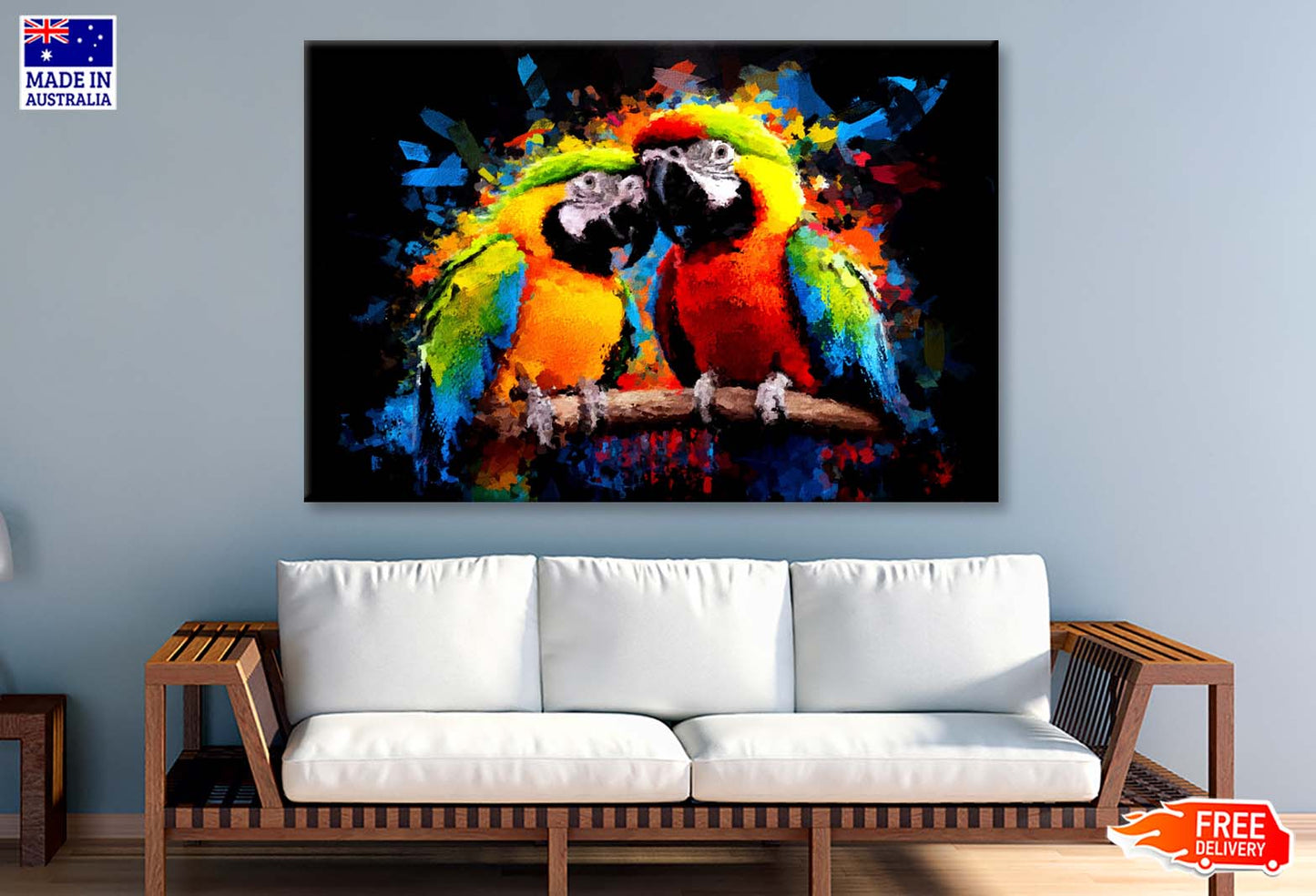 Modern Colorful Lovely Couple Parrot Wall Art Limited Edition High Quality Print