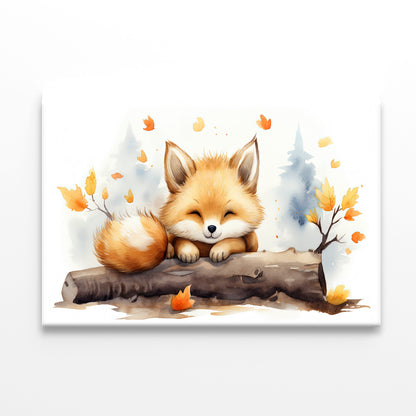 Baby Red Fox in Autumn Garden Print 100% Australian Made - Bella Home Decor