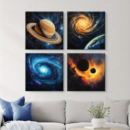 4pcs Planets Painting  Wall Art Canvas Framed