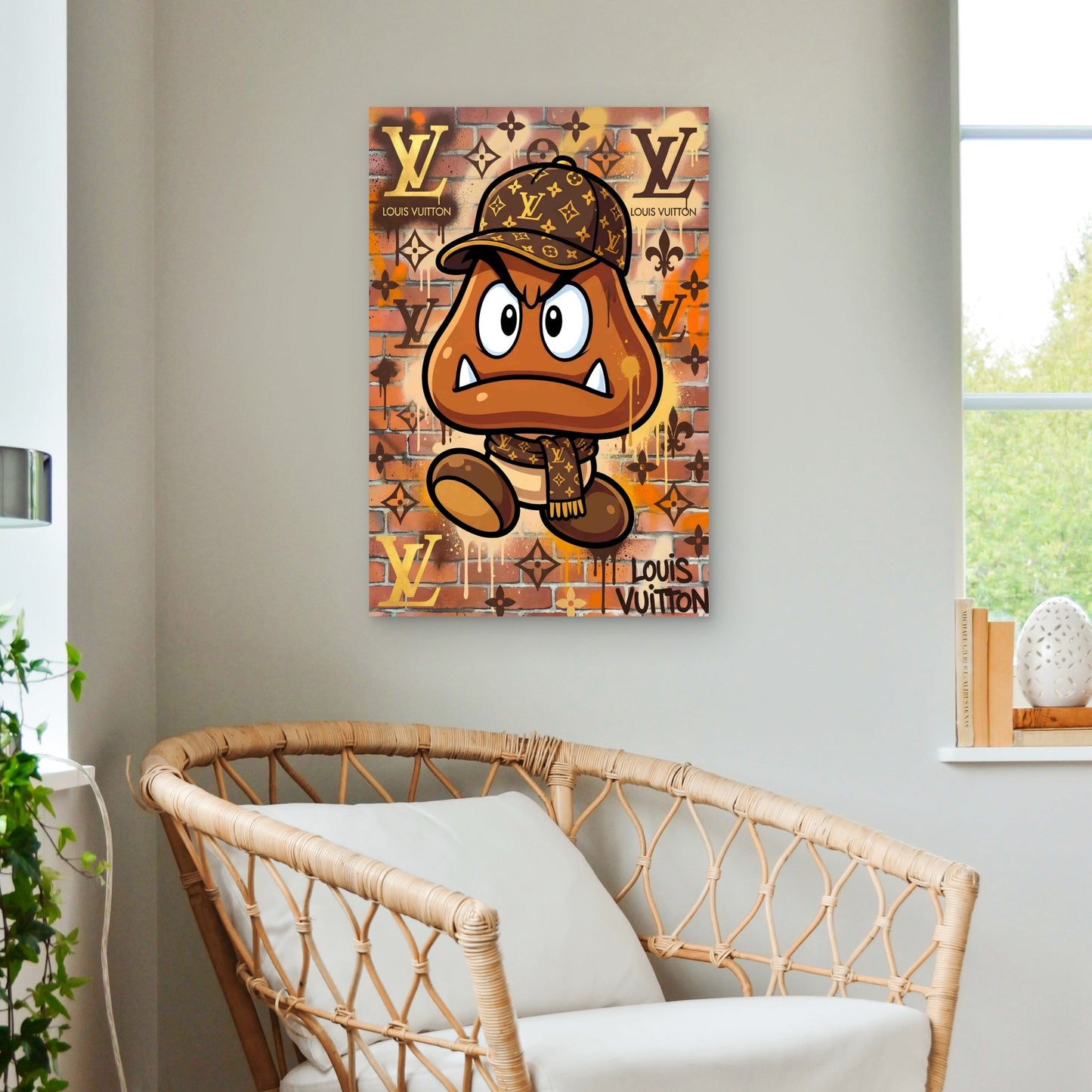 Brown Mushroom Cap Scarf Brick 60x90cm Metal Print Ready to Hang