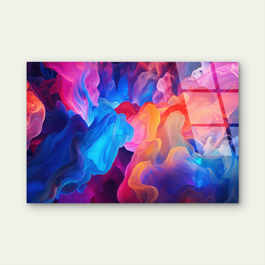 Abstract Colorful Smoke Cloud Nebula Acrylic Glass Printing Wall Art Australian Made Quality
