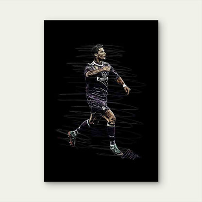 Purple Jersey Footballer Running Mid Stride 40x60cm Metal Print Ready to Hang - Bella Home Decor