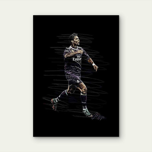 Purple Jersey Footballer Running Mid Stride 40x60cm Metal Print Ready to Hang - Bella Home Decor