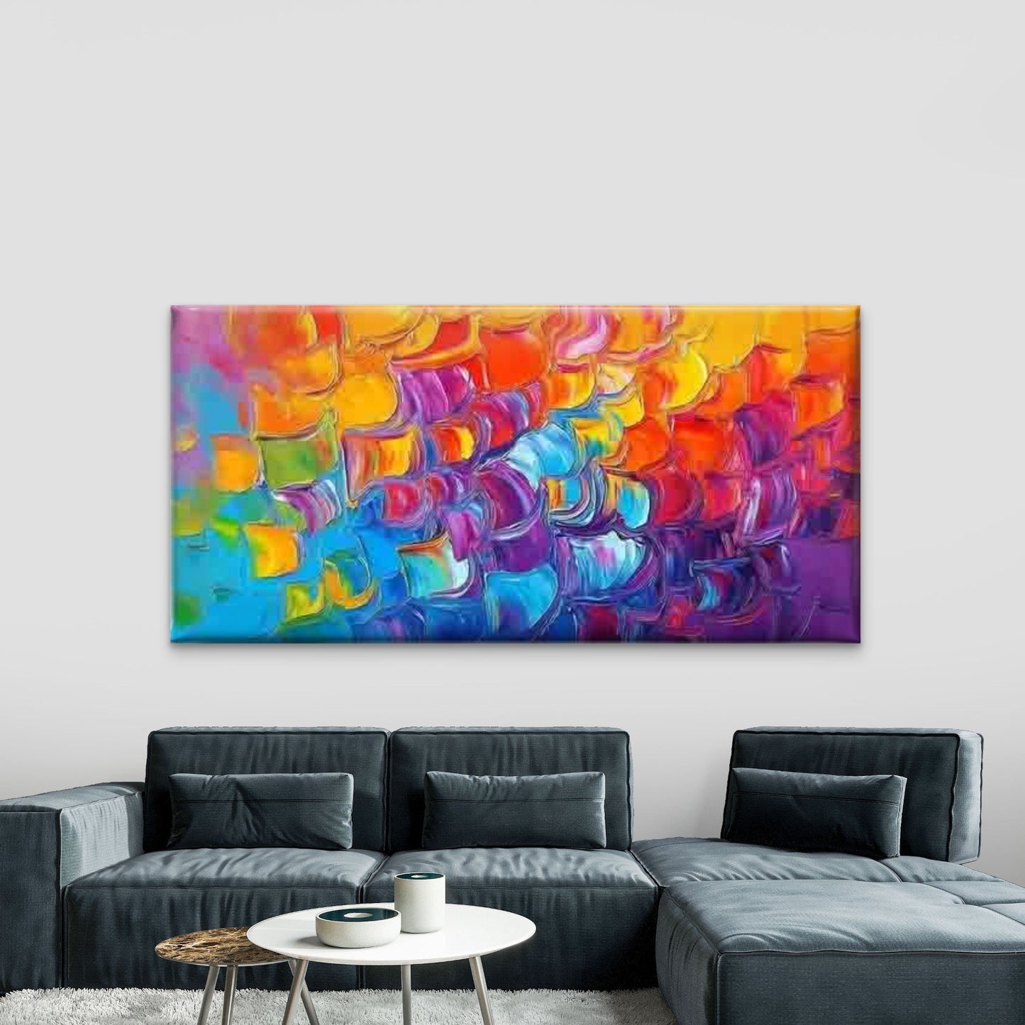 Abstract Brushstroke Painting Wall Art Canvas Office Home Room Framed 120x60cm