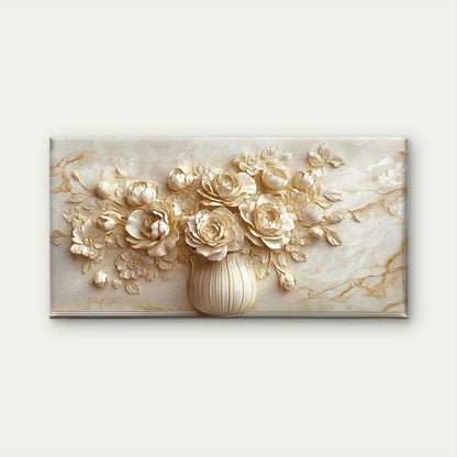 Elegant Marble Floral Vase Wall Art Canvas Office Home Room Framed 120x60cm