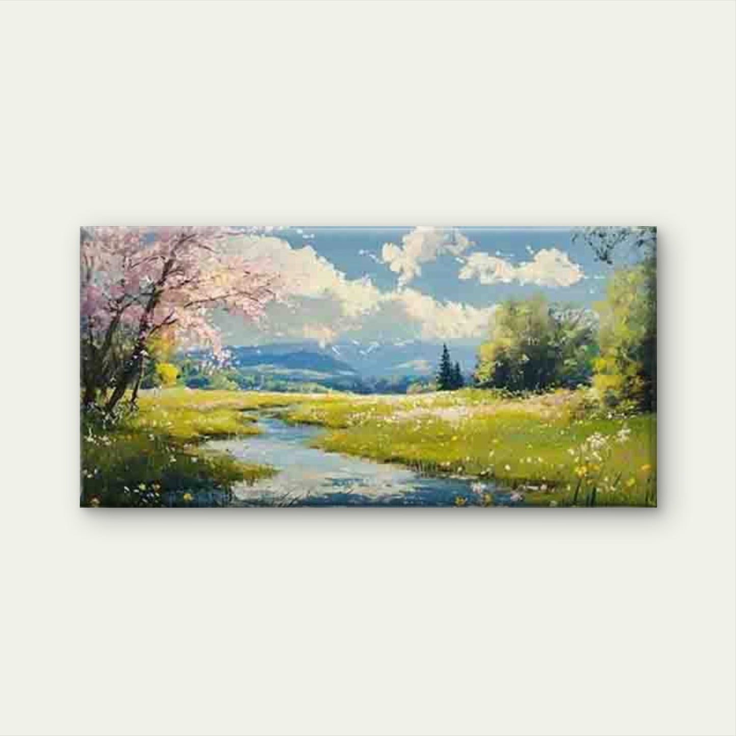 Spring Meadow Wall Art Canvas Office Home Room Framed 120x60cm - Bella Home Decor