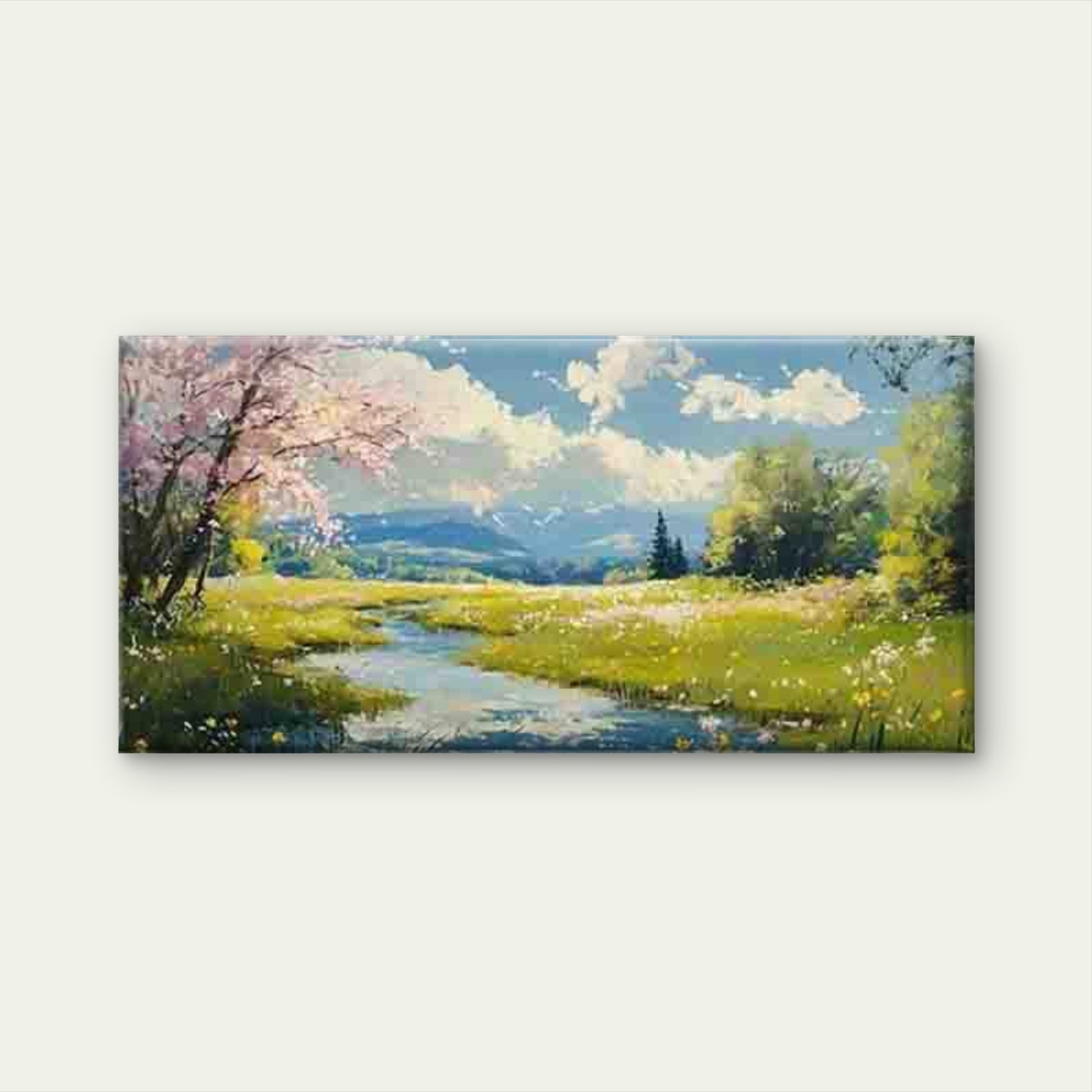 Spring Meadow Wall Art Canvas Office Home Room Framed 120x60cm - Bella Home Decor