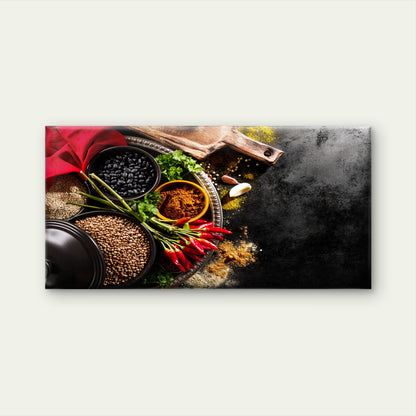 Colorful Array Of Fresh Spices Wall Art Canvas Office Home Room Framed 120x60cm