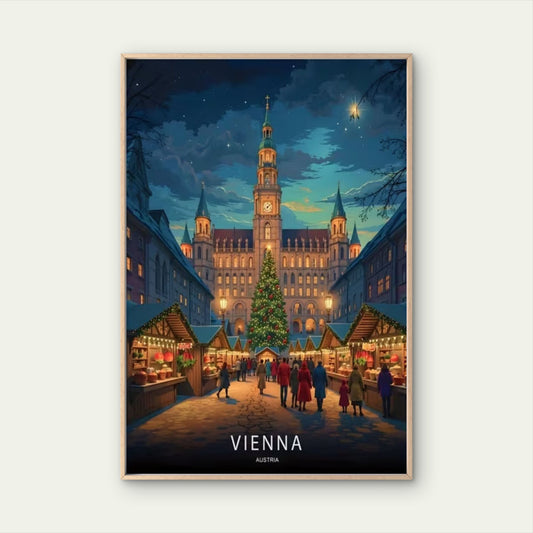 Vienna Austria Market Scene Travel Poster Print Wall Art