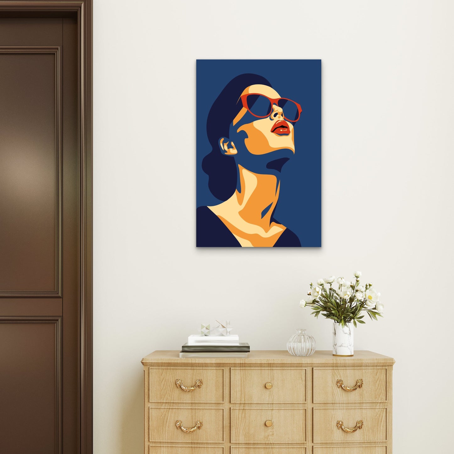 Vintage 1960s Retro Sunglasses Lady 40x60cm Metal Print Ready to Hang