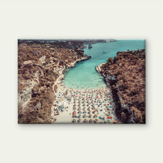 Aerial view of Cala Llombards, Mallorca Island, Spain,  Neutral Vintage Wall Art Decor 100% Australian Made