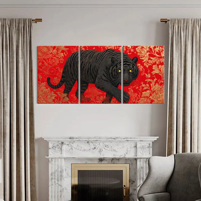 3pcs Black Panther Canvas Wall Art  Metal Print Ready to Hang Art - Bella Home Decor