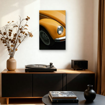 Classic Yellow Volkswagen Beetle 40x60cm Metal Print Ready to Hang