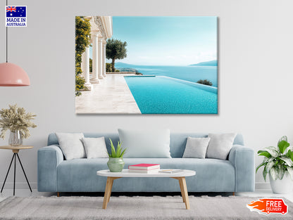 A Beautiful Pool with a View of the Ocean Print 100% Australian Made