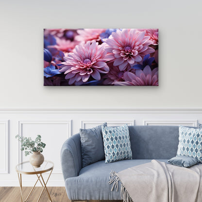 Fresh Floral Pink Chrysanthemum Wall Art Canvas Office Home Framed 120x60cm