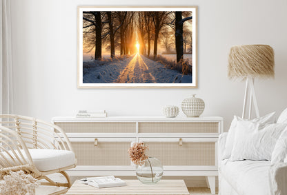 Winter with Tree Alley at Sunset Home Decor Premium Quality Poster Print Choose Your Sizes - Bella Home Decor
