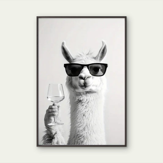 Black Shades Minimalist Llama with Trendy Glasses Fashion Home Decor Premium Quality Poster Print Choose Your Sizes
