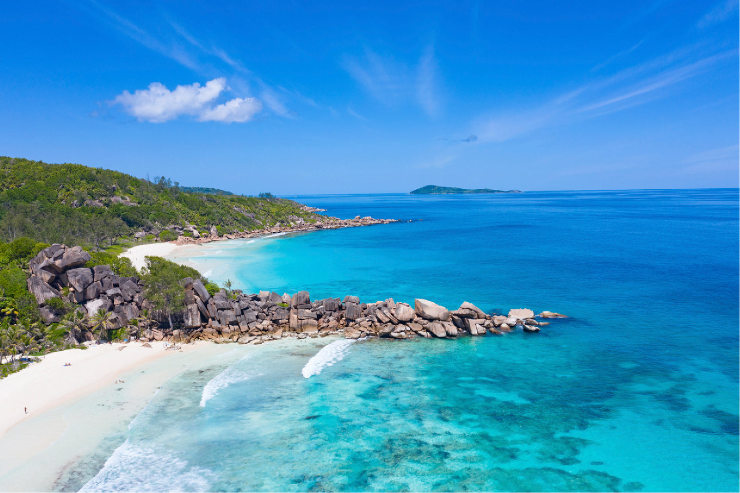 Grand Anse Beach On Island Glass Framed Wall Art, Ready to Hang Quality Print