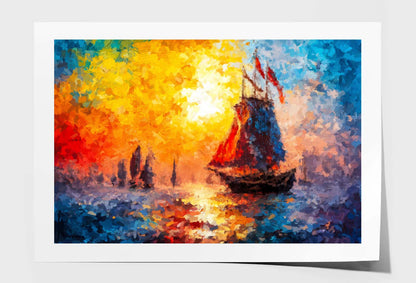 Seascape Paintings with Sunlight Background Wall Art Limited Edition High Quality Print