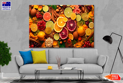 Lots Of Dried Fruit & Nuts Closeup Wall Art Decor 100% Australian Made