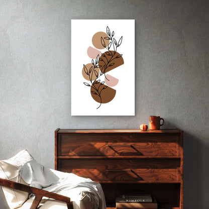 Minimalist Modern Leaf Branch Sketch 60x90cm Metal Print Ready to Hang - Bella Home Decor