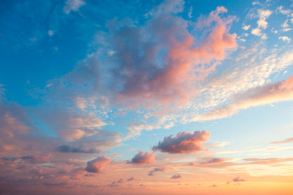 Beautiful Colored Cloudy Evening Sky With Clouds at Sunset Acrylic Glass Print Tempered Glass Wall Art 100% Made in Australia Ready to Hang - Bella Home Decor