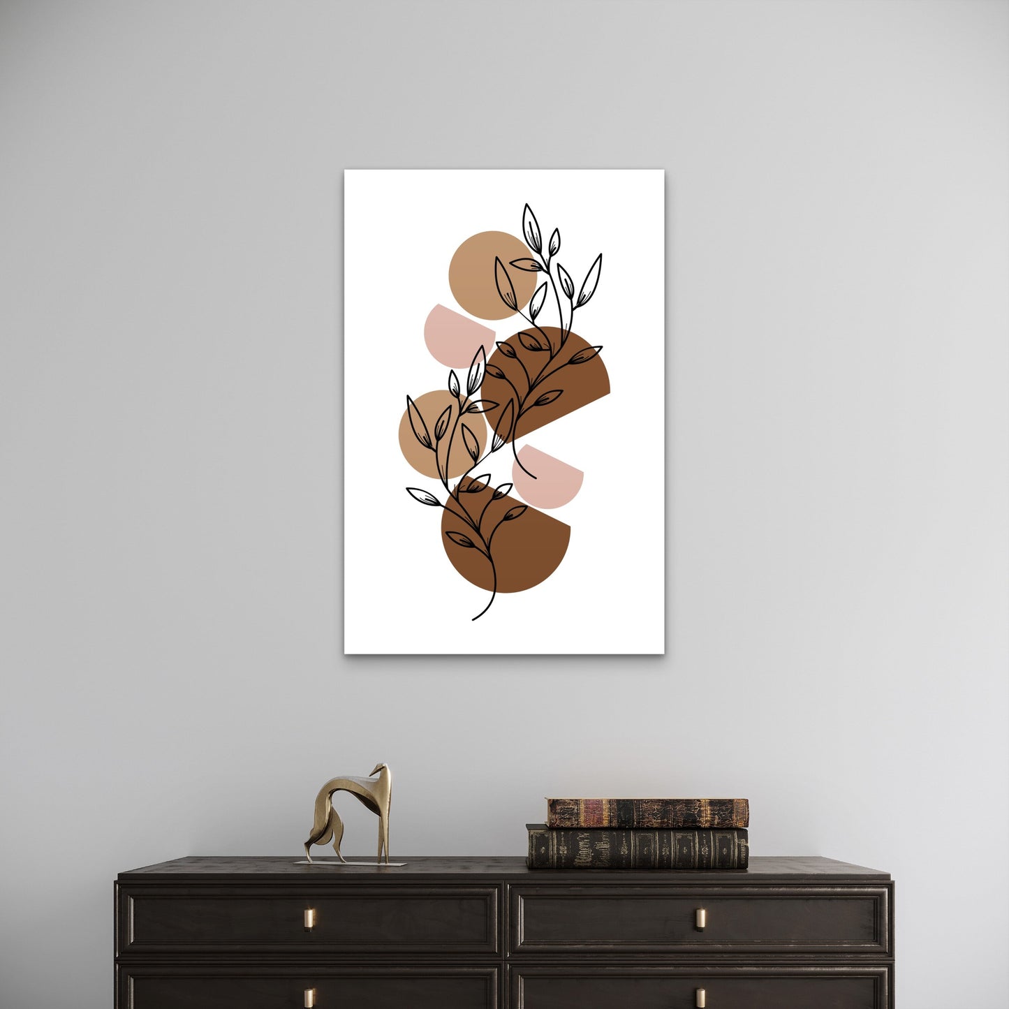Minimalist Modern Leaf Branch Sketch 60x90cm Metal Print Ready to Hang - Bella Home Decor