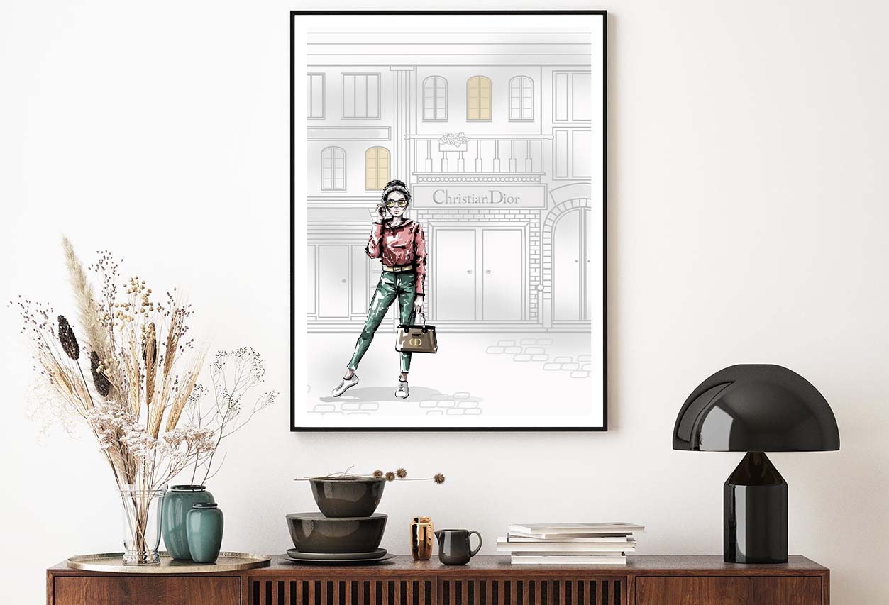 Modern Girl with Luxury Fashion Store Design Home Decor Premium Quality Poster Print Choose Your Sizes