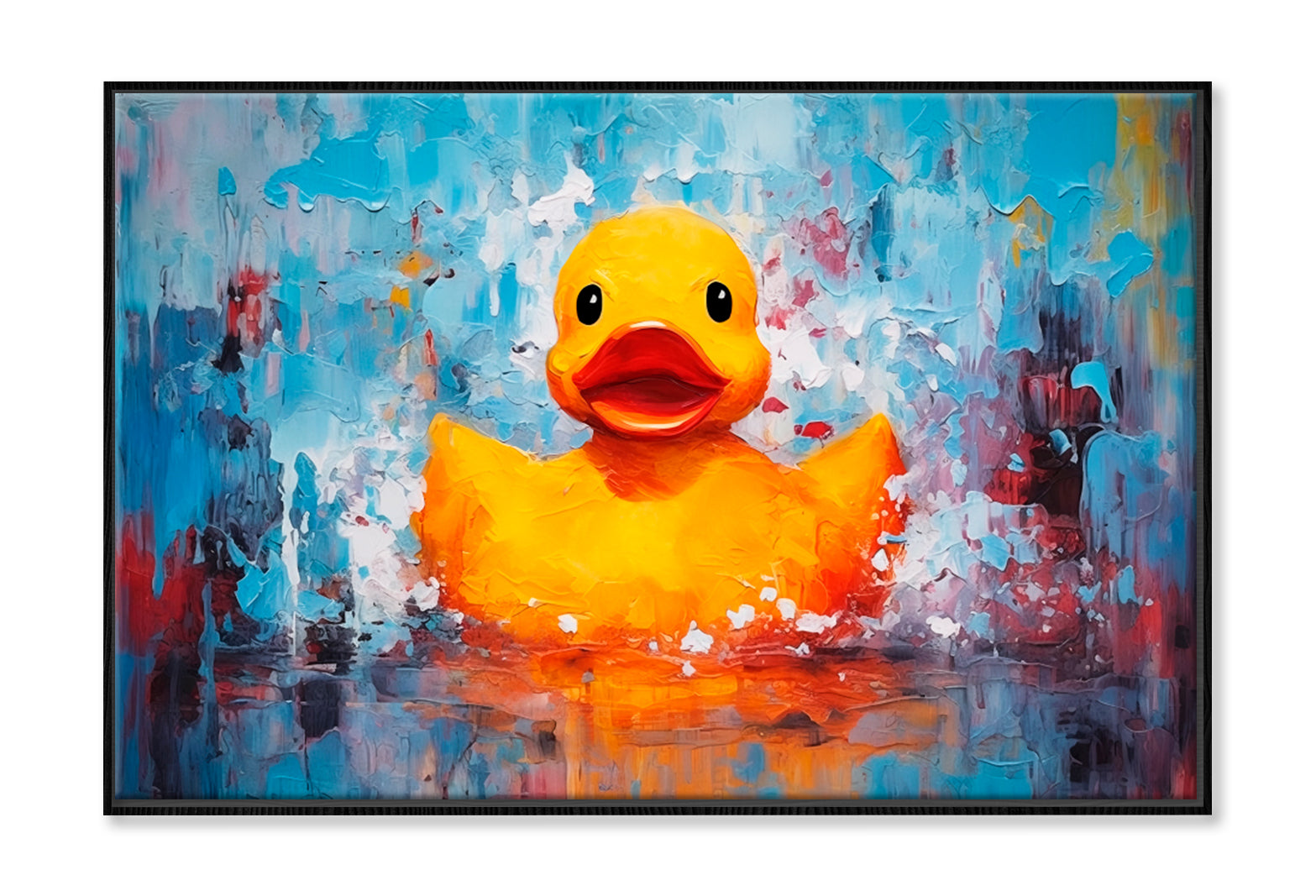 Oil Painting of A Yellow Rubber Duck Wall Art Limited Edition High Quality Print Canvas Box Framed Black