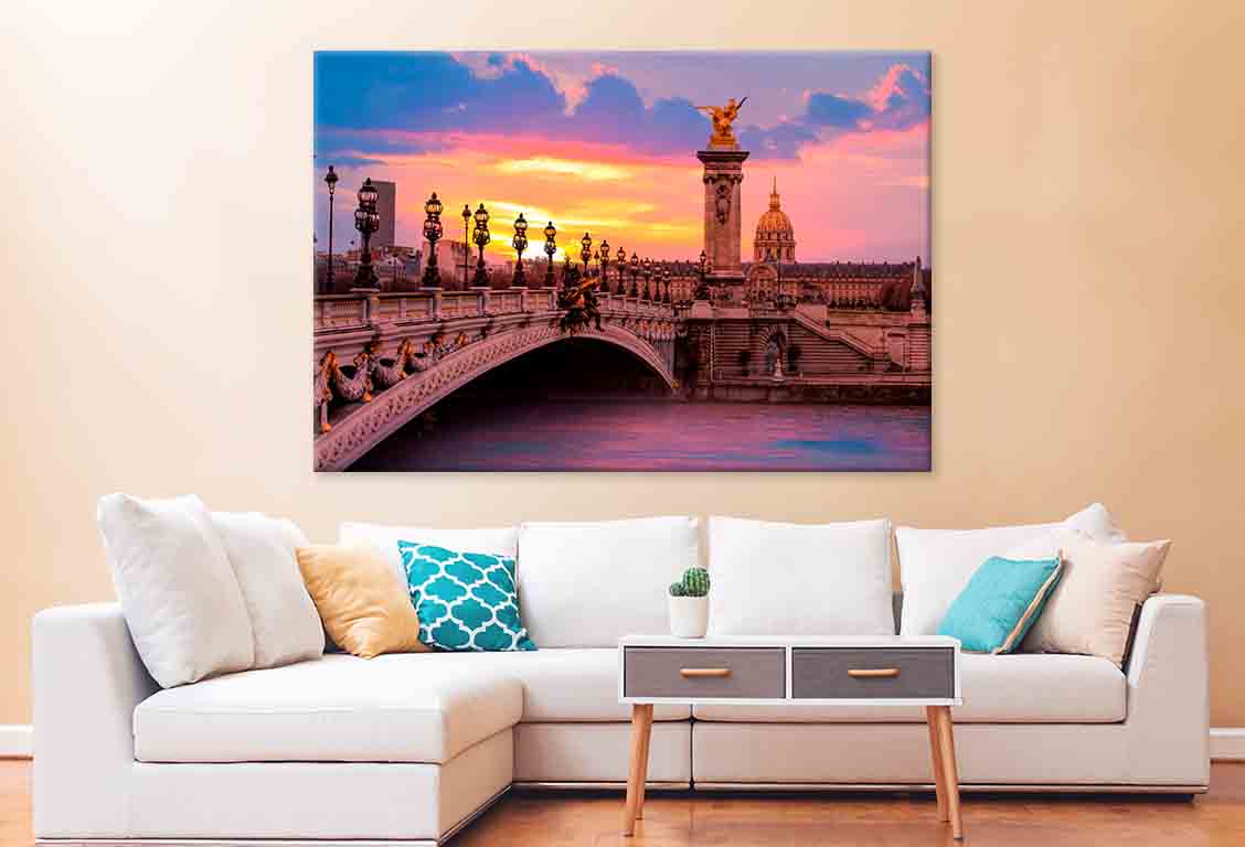 Alexandre III Bridge at Sunset Wall Art Decor 100% Australian Made - Bella Home Decor