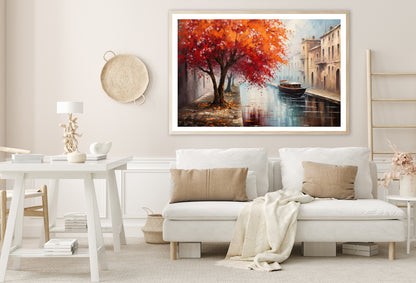 Red Tree, Street View of Venice Oil Painting Home Decor Premium Quality Poster Print Choose Your Sizes