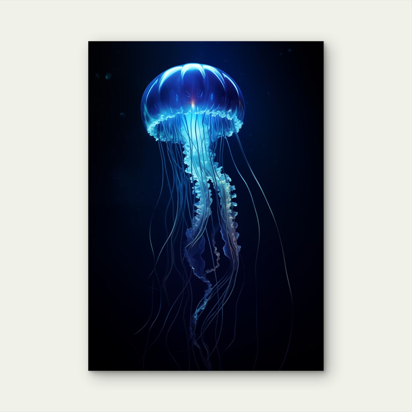 Electric Blue Jellyfish 60x90cm Metal Print Ready to Hang - Bella Home Decor