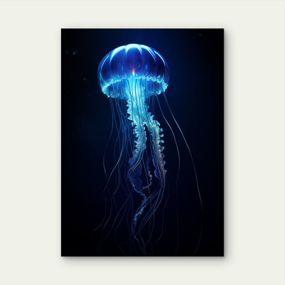Electric Blue Jellyfish 60x90cm Metal Print Ready to Hang - Bella Home Decor