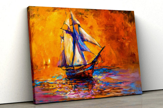 Boat sailing sailor sea oil painting UV Direct Aluminum Print Australian Made Quality