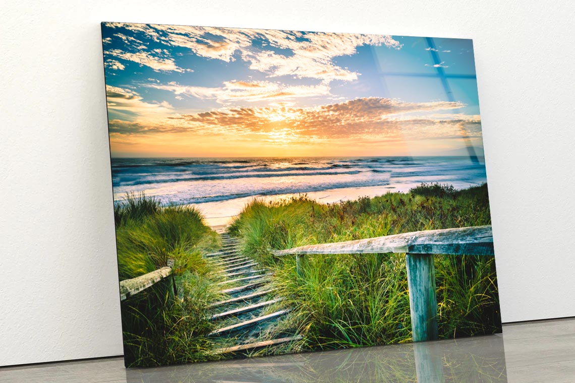 Beautiful View of a Beach at Sunset in Christchurch, New Zealand Acrylic Glass Print Tempered Glass Wall Art 100% Made in Australia Ready to Hang - Bella Home Decor