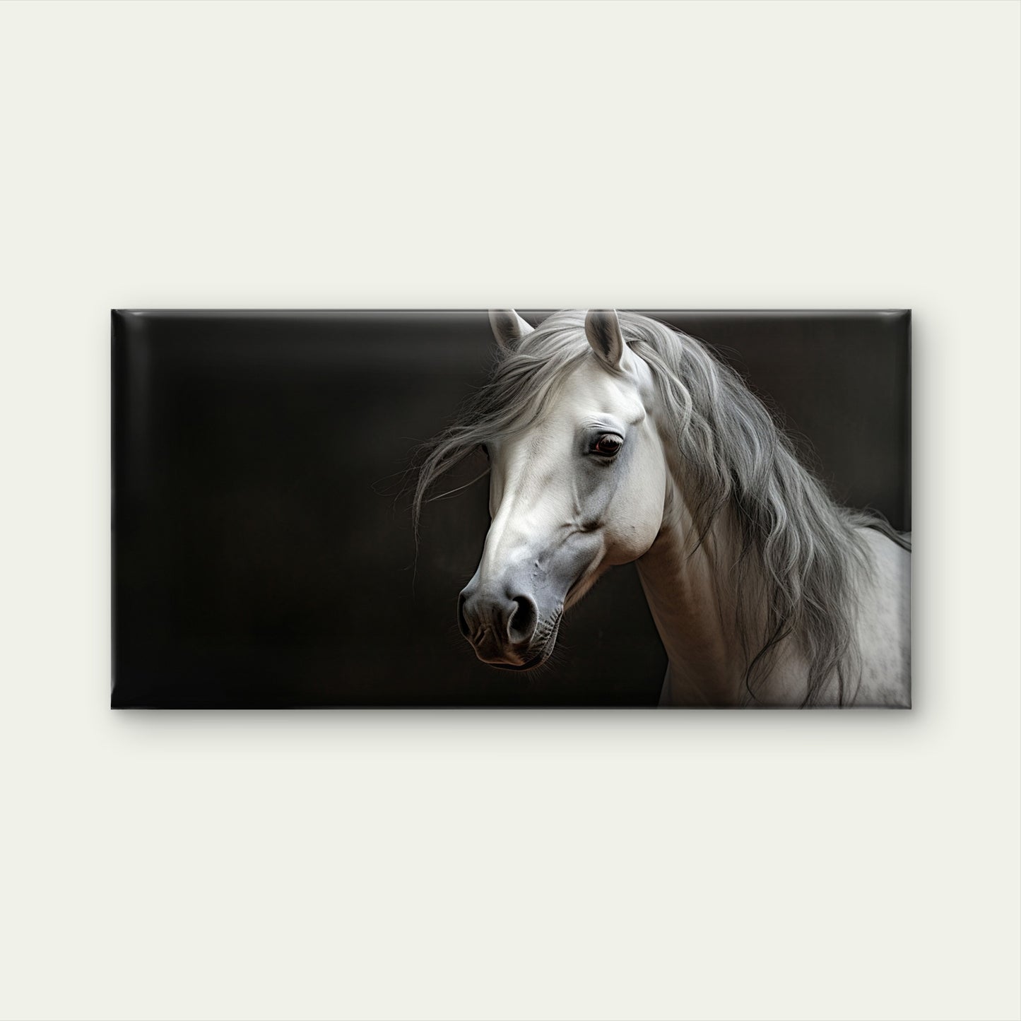 Realistic White Horse Head Wall Art Canvas Office Home Room Framed 120x60cm - Bella Home Decor