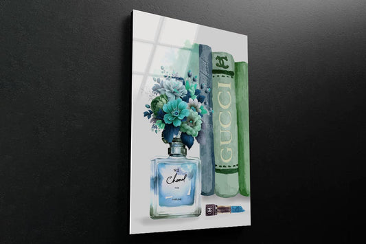 Blue Green Perfume 3D Design Acrylic Glass Print Tempered Glass Wall Art 100% Made in Australia Ready to Hang