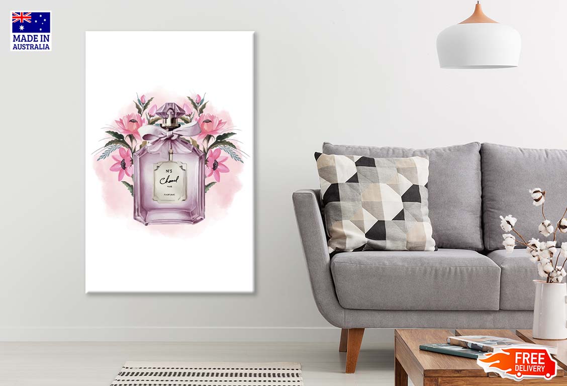 Pink Purple Perfume with Flowers Print 100% Australian Made