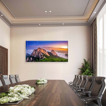 Sunrise Seoul Korea Bukhansan Mountains Wall Art Canvas Office Home Room Framed 120x60cm