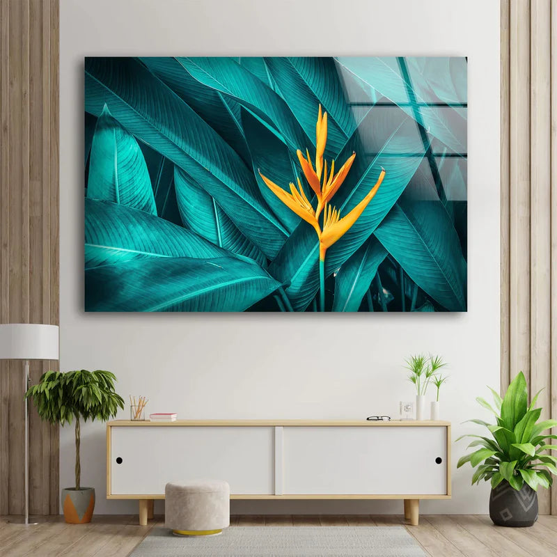 Yellow Flower & Leaves UV Direct Aluminum Print Australian Made Quality