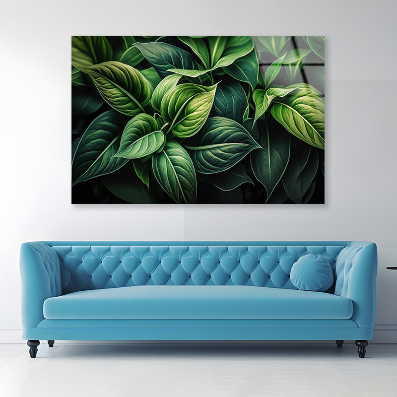 Green Leaves Close up Acrylic Glass Print Tempered Glass Wall Art 100% Made in Australia Ready to Hang - Bella Home Decor