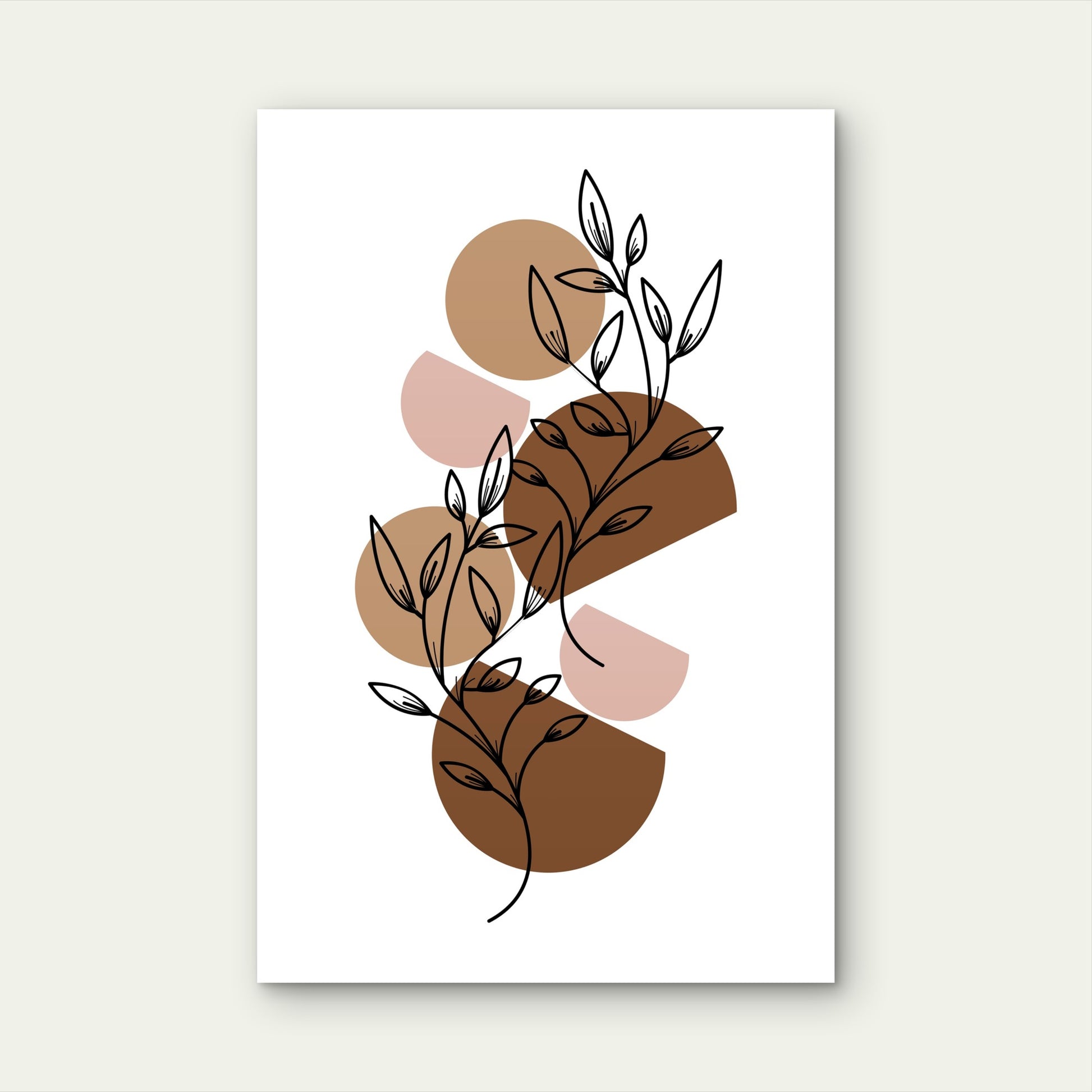 Minimalist Modern Leaf Branch Sketch 60x90cm Metal Print Ready to Hang - Bella Home Decor