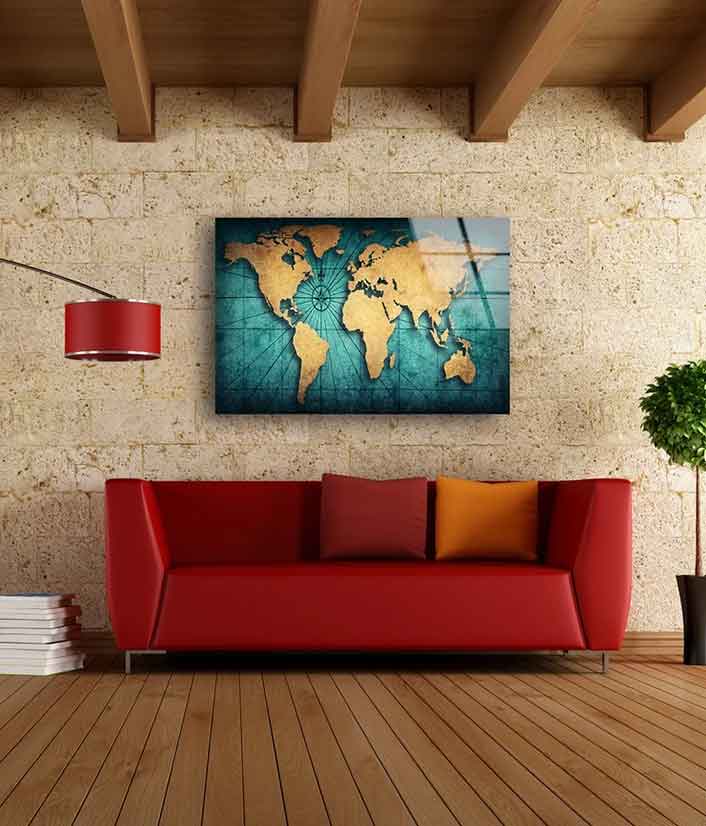 Gold Vintage Map Vector UV Direct Aluminum Print Australian Made Quality