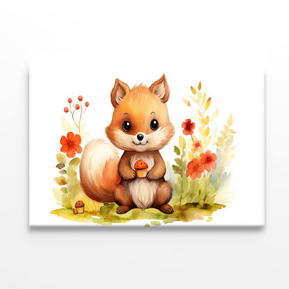 Baby Squirrel Watercolor Style Print 100% Australian Made - Bella Home Decor