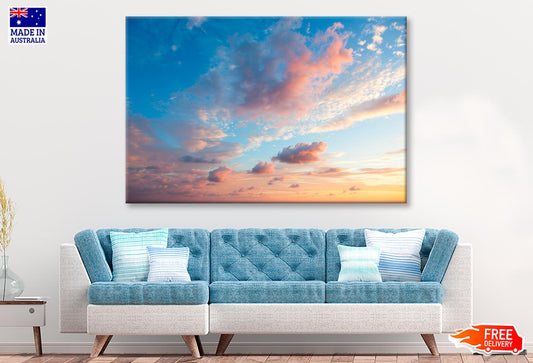Beautiful Colored Cloudy Evening Sky With Clouds at Sunset  Wall Art Decor 100% Australian Made - Bella Home Decor